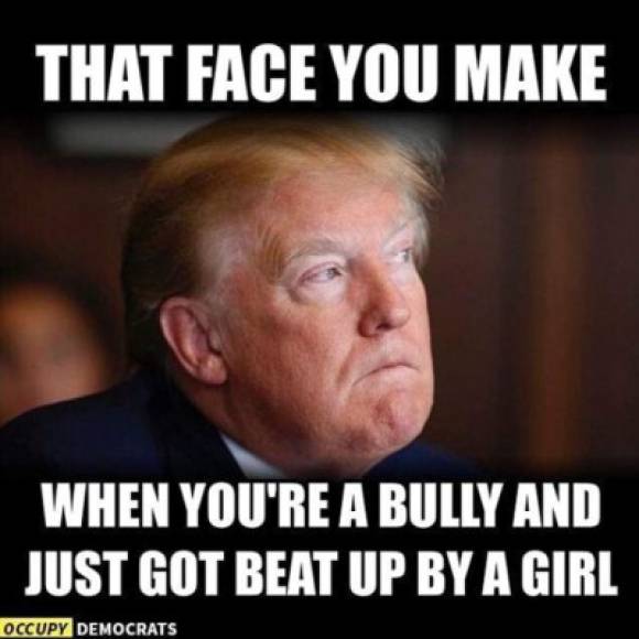 La cara que haces cuando eres un bully y te acaba de golpear una niña.