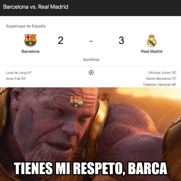 Los memes se burlan del Barcelona tras perder ante Real Madrid en Supercopa de España