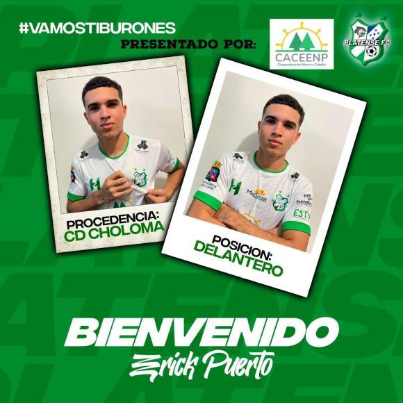 El Platense también oficializó el fichaje de Erick Puerto, exjugador del CD Choloma, para competir en el próximo campeonato del ascenso hondureño.