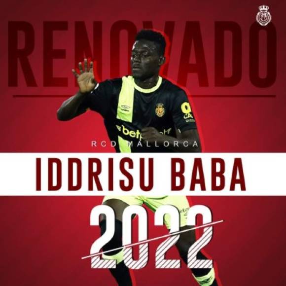 El Mallorca ha confirmado la renovación de Iddrisu Baba por tres temporadas más. El mediocampista ghanés de 23 años disputó esta temporada 30 partidos que les llevó hasta Primera División de España.