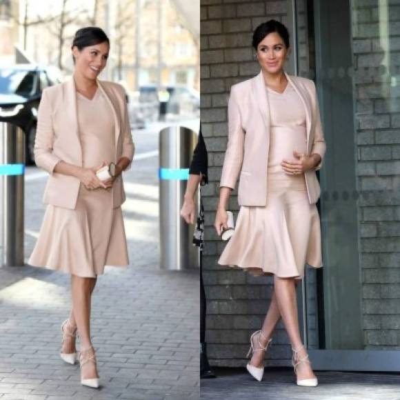 Enero 30 de 2019<br/><br/>Los 'looks' monocromáticos de Meghan siempre son un acierto, en esta ocasión la firma fue de Brandon Maxwell. En cuanto a los accesorios, el 'clutch' fue de Carolina Herrera y los zapatos de Aquazzura.