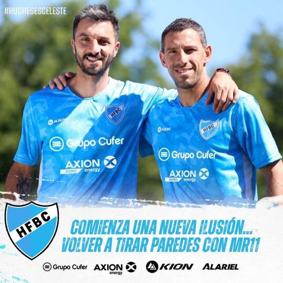 El Hughes Football Club de Santa Fe presentó a los futbolistas Ignacio Scocco y Maxi Rodríguez, centrocampista de 41 años que en España defendió las camisetas de Espanyol y Atlético de Madrid.
