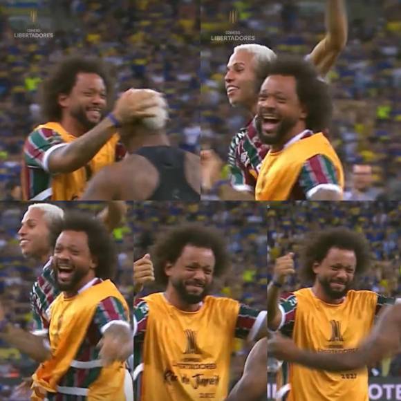 El momento exacto. Cuando el árbitro pitó el final, Marcelo rompió a llorar y celebrar con sus compañeros la conquista de su primera Copa Libertadores con Fluminense.
