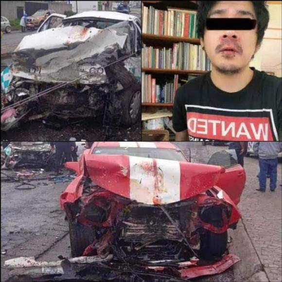 Heisenwolf conducía a exceso de velocidad su Camaro rojo e invadió el carril contrario. Esto provocó un choque fatal. El youtuber sufrió algunas heridas, pero fue dado de alta. 