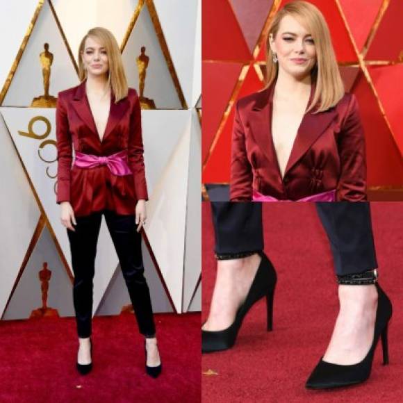 Según los usuarios en las redes sociales, la protagonista de 'La, la, land', Emma Stone, ha sido la mejor vestida sobre la alfombra roja de los Óscar 2018, quien, sin duda, sorprendió con su vestuario, muy alejado de los cánones habituales en una alfombra de Hollywood.