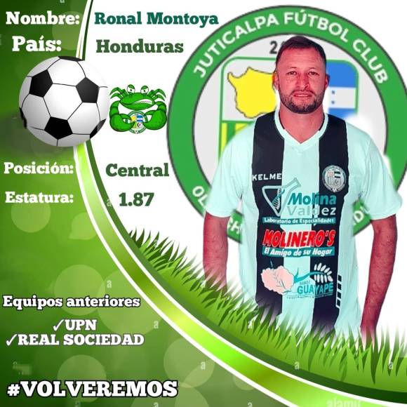 Ronal Montoya - Es otra de las incorporaciones del Juticalpa FC, el volante estuvo en la UPN y Real Sociedad.