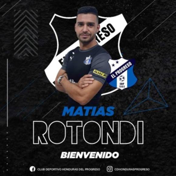 Matías Rotondi: Delantero argentino que fue fichado por el Honduras Progreso, llega procedente de República Dominicana.