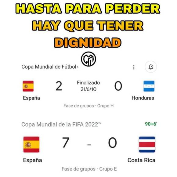 Los memes se burlan de Costa Rica tras ser goleada por España