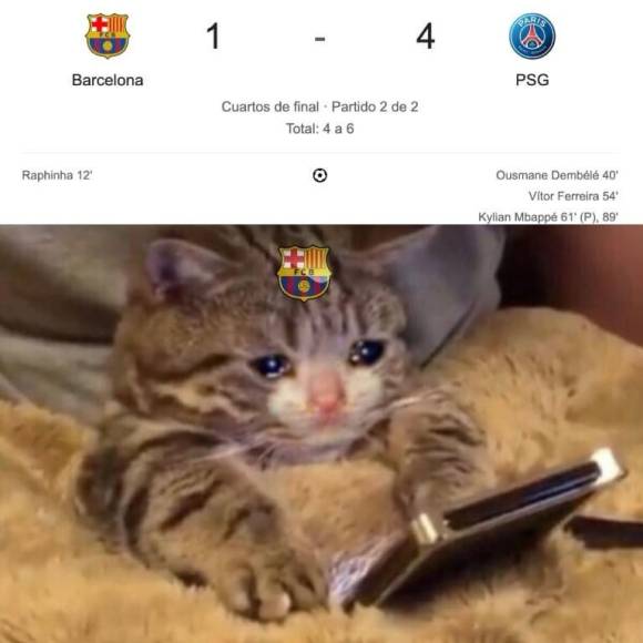 Memes destrozan al Barcelona tras ser eliminados por el PSG en Champions