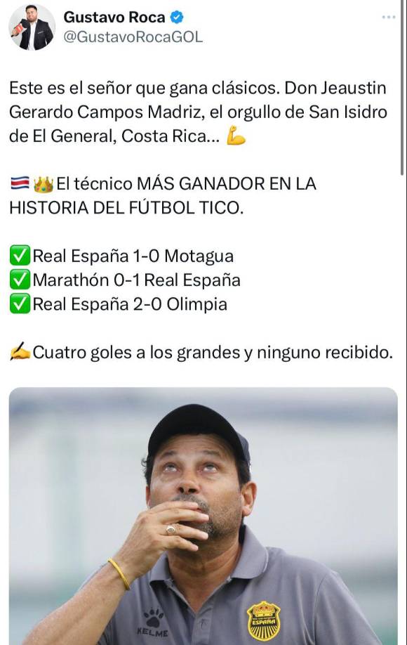 Y alabó el trabajo de Jeaustin Campos luego de haber ganado los clásicos de la primera vuelta.