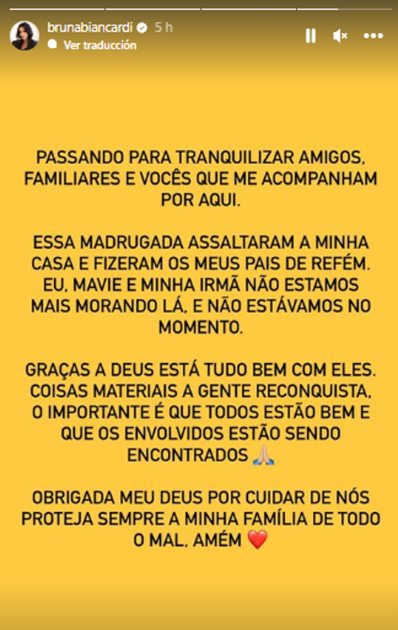 “Gracias a Dios está todo bien y las cosas materiales se recuperan”, escribió la joven modelo a través de sus historias en Instagram.