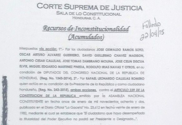 Así es la resolución que da vida a la reelección en Honduras