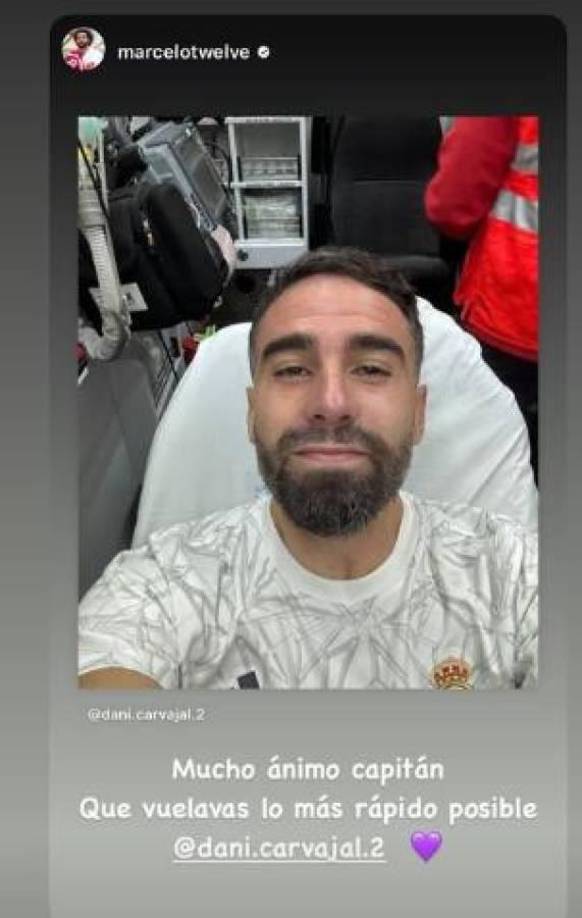 Desde Brasil, Marcelo se tomó un tiempo para desearle pronta recuperación a Carvajal.