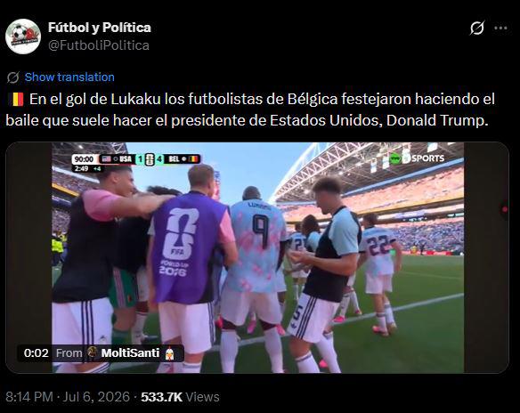 Bélgica se burla de Trump tras eliminar a Estados Unidos, llanto y enfado