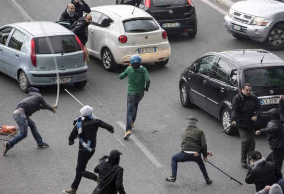 Tres aficionados heridos por disparos en Roma antes de la final de Copa