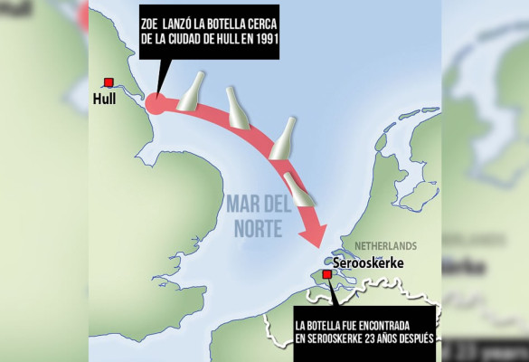 Mujer recibe respuesta de una carta que lanzó en una botella hace 23 años