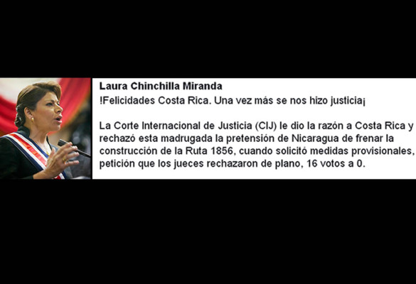 CIJ rechaza medidas pedidas por Nicaragua contra Costa Rica