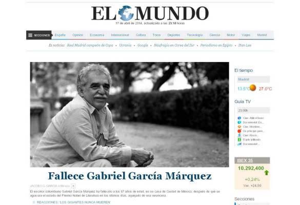 Medios internacionales dan el últimos adiós a Gabriel García Márquez