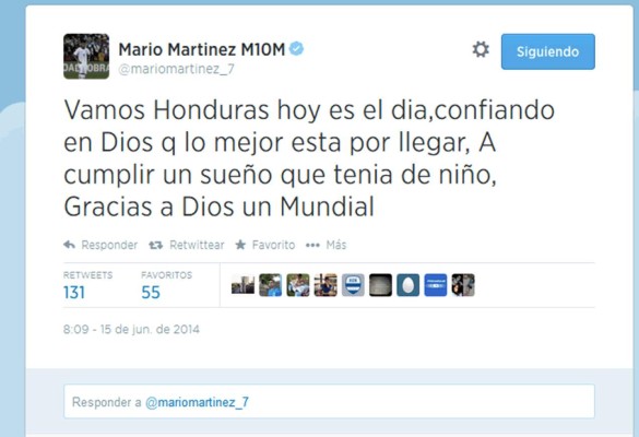 'Vamos Honduras, hoy es el día', escriben seleccionados en Twitter