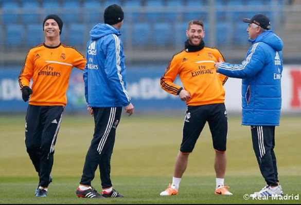 Sergio Ramos y Cristiano Ronaldo completaron todo el entrenamiento