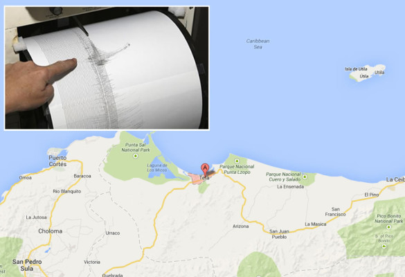 Un temblor de magnitud 4,9 sacude el Caribe de Honduras