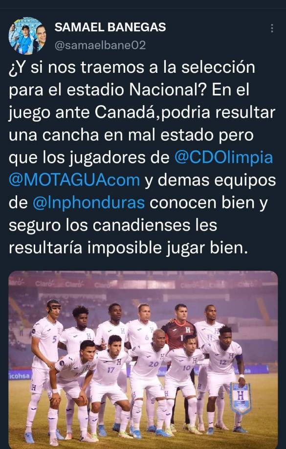 El periodista Samael Banegas señaló que la Selección de Honduras debería de analizar jugar en Tegucigalpa.