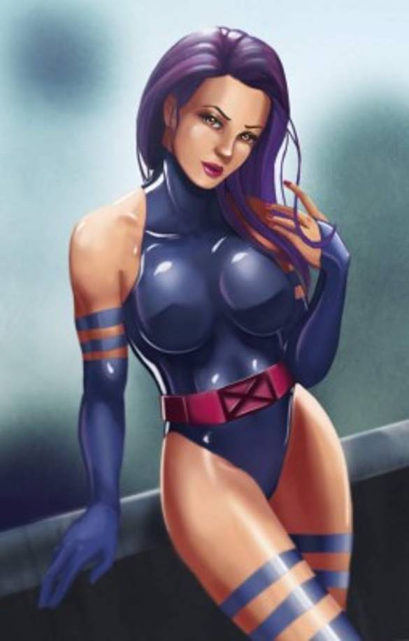 PSYLOCKE<br/>Identidad: Elizabeth “Betsy” Braddock<br/>Poderes/habilidades: Poderes mentales como leer mentes o proyectar pensamientos, pero también es capaz de producir ilusiones mentales. Sus habilidades incluyen el efecto llamado “explosión psíquica”, que era el resultado de concentrar todos sus poderes. Posee cierta habilidad para ver el futuro, de crear ilusiones mentales y su infame “cuchillo psíquico”, una nueva versión de la explosión psíquica antes mencionada. Es también una guerrera ninja altamente entrenada.<br/>