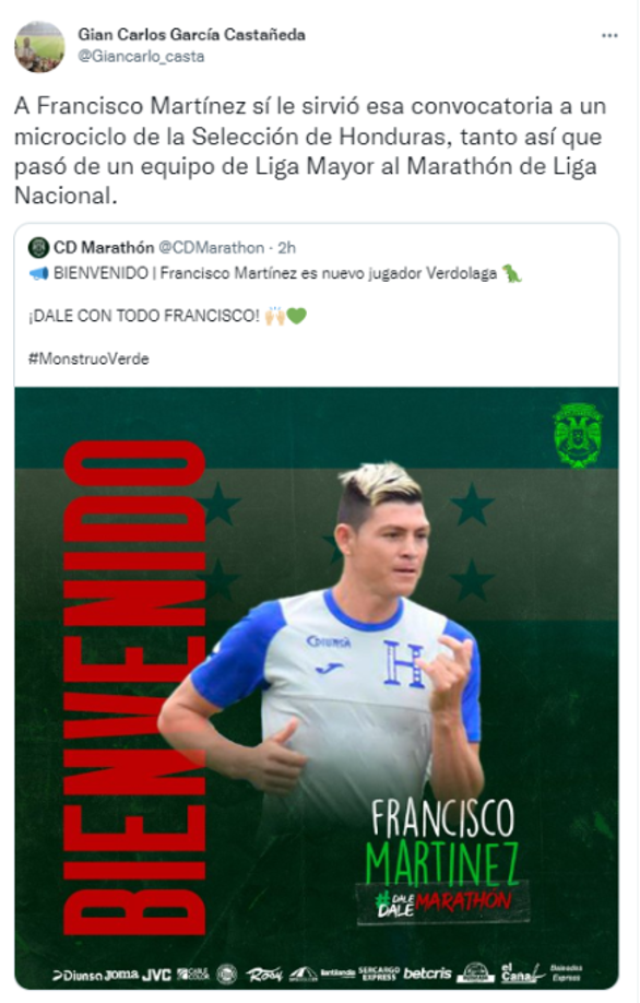 Un futbolista extranjero se pronuncia: Lo que se dice en las redes tras fichaje de Francisco Martínez por Marathón