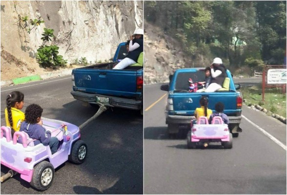 Imprudencia pone en riesgo a niños en carretera