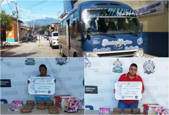 Detienen a pareja con 11 paquetes de marihuana en Gracias