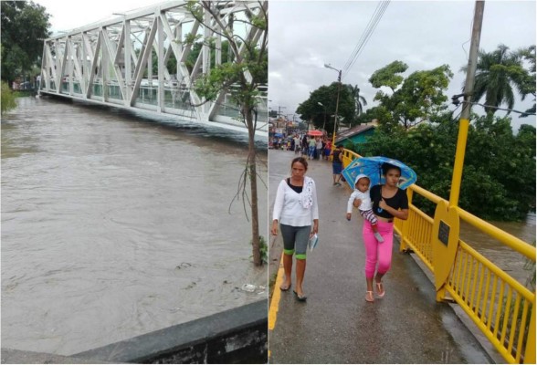 Cierran puente de La Lima por crecida del río Chamelecón
