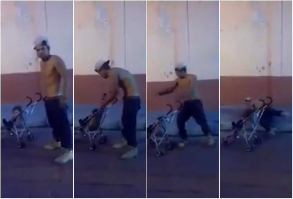 Video: detienen ebrio a hondureño cuando paseaba a su bebé
