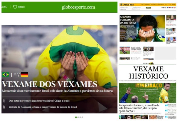 Prensa brasileña califica de 'humillación' y 'vergüenza' la goleada alemana