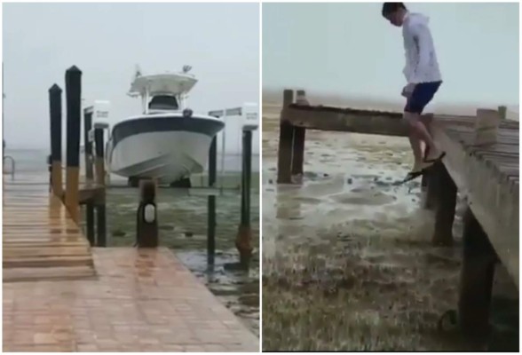 Desaparece el mar y causa pánico en Las Bahamas y los Cayos de Florida