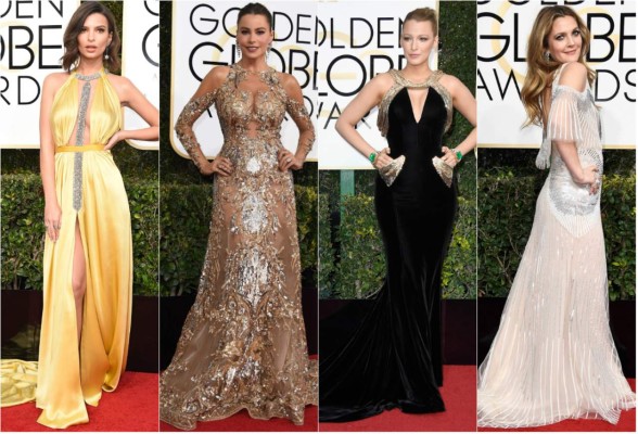 Los escotes, el negro y el rosa marcan tendencia en los Globos de Oro