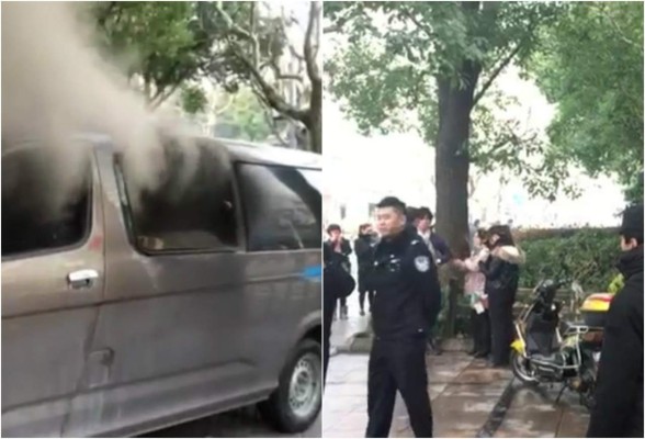 Video: Camioneta en llamas atropella a peatones y deja 18 heridos en China