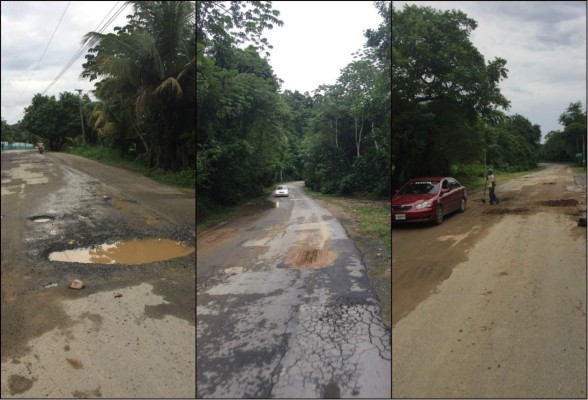 Isleños claman que reparen carretera en Roatán