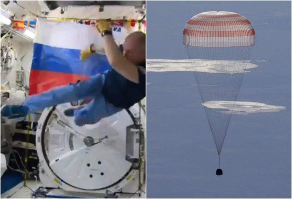 Astronautas vuelven a la Tierra con un balón para el Mundial de Rusia