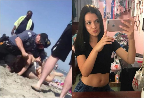 Investigan salvaje golpiza de policía a joven en bikini en EEUU