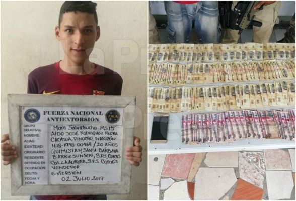 Cae presunto miembro de la MS-13 con más de 20 mil lempiras