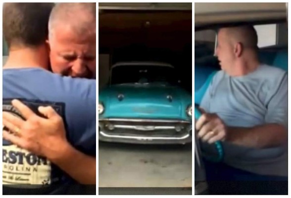 Hombre llora cuando su hijo le regala carro prometido cuando tenía 8 años