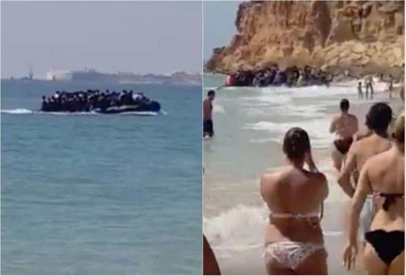 Video: Inmigrantes africanos desembarcan en exclusiva playa de España