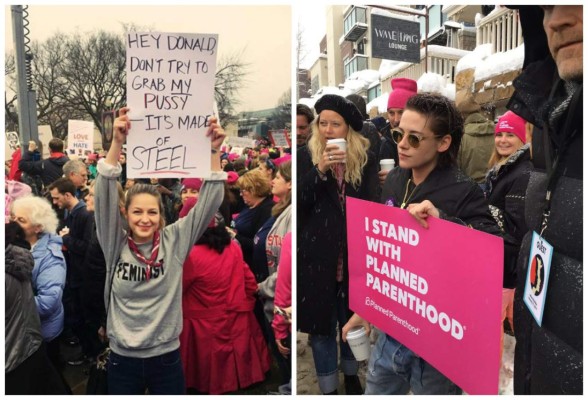 Kristen Stewart y otras famosas protestan contra Donald Trump