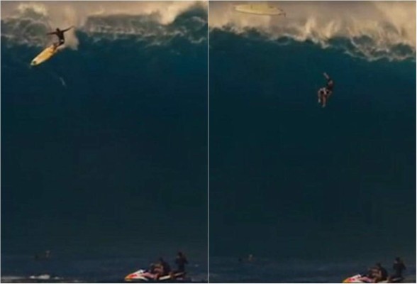 Surfista sobrevive a caída de monstruosa ola de 40 pies