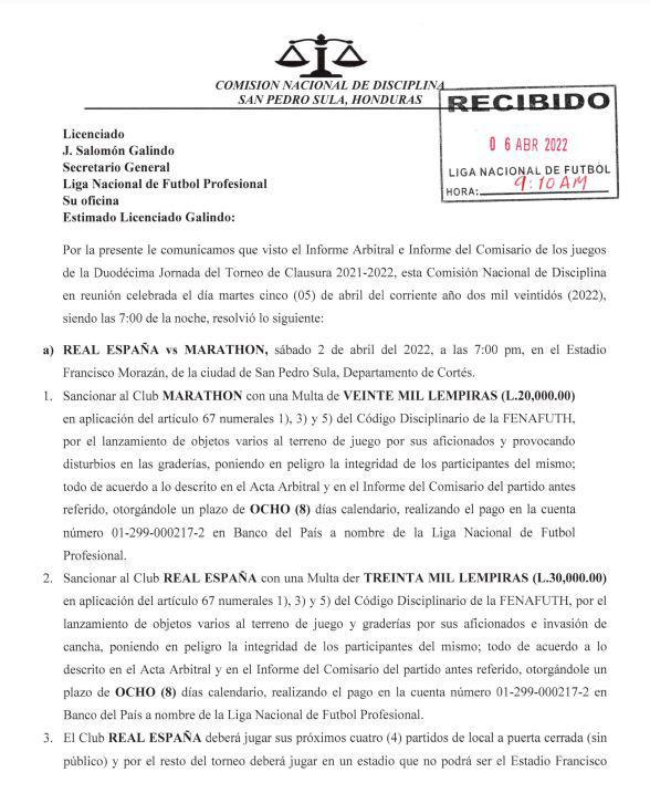 La Comisión de Disciplina anunció los castigos tras lo ocurrido en el clásico sampedrano.