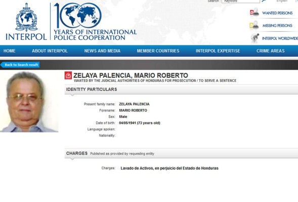 Alerta de Interpol contra el padre de Mario Zelaya