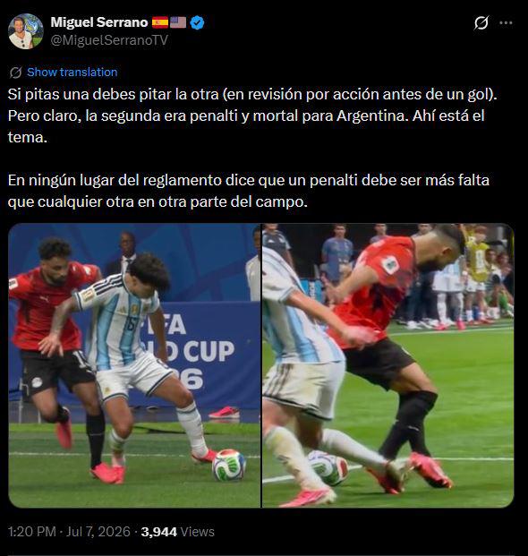 Señalan otro robo de Argentina y polémica tras remontada a Egipto: Ayudita