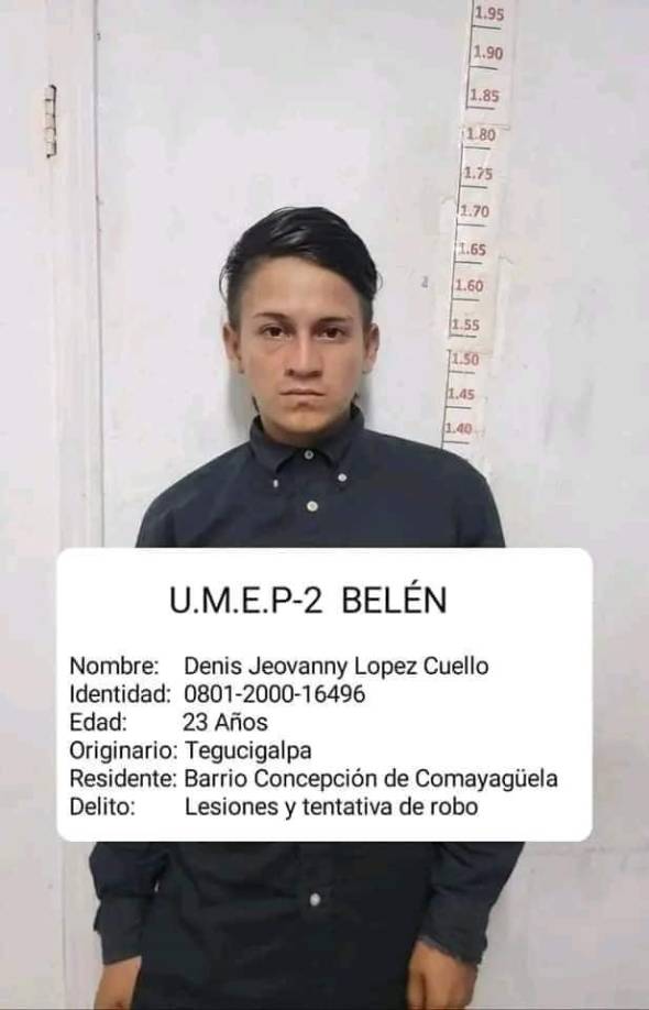 Ficha policial de Denis López. 