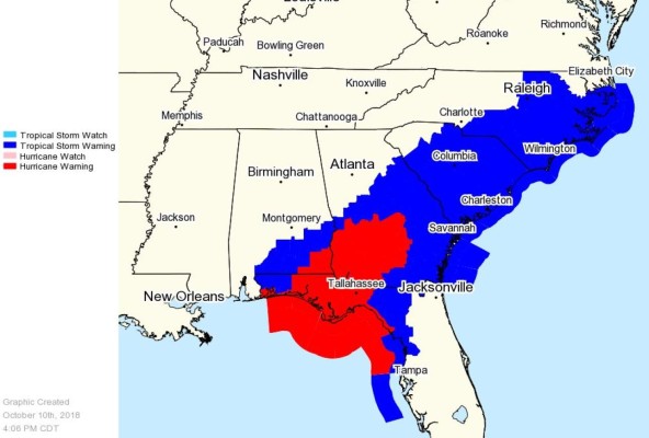 Las ciudades de EEUU que serán azotadas por Michael