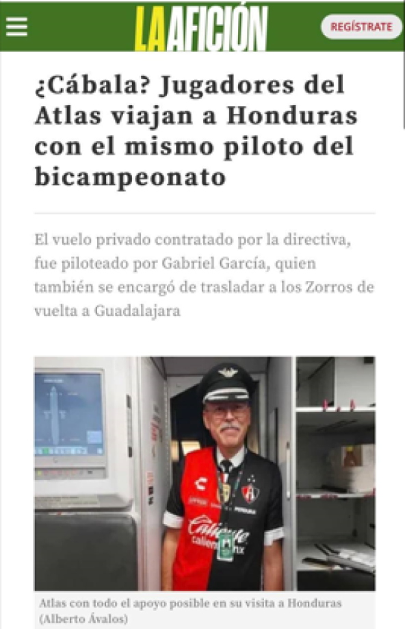 El medio “La Afición” reveló que el Atlas viajó a Honduras con el mismo piloto que logró el bicampeonato como cábala para un éxitoso estreno en el certamen internacional.